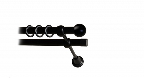 Карниз металлический Консорт, 2-рядный, 19 мм., труба гладкая, Черный матовый 1