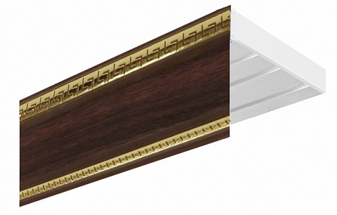 Карниз потолочный пластиковый Алфеус с планкой 70 мм., 3-рядный, Коричневый (золото) 1