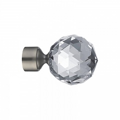 Наконечник Шар кристальный для металлического карниза Антарес 25 мм., Матовый никель