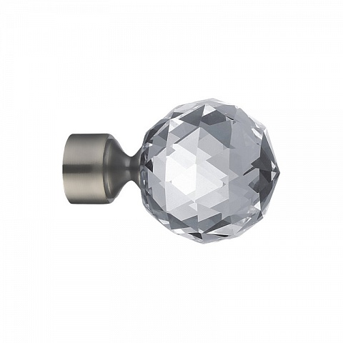 Наконечник Шар кристальный для металлического карниза Антарес 25 мм., Матовый никель 1