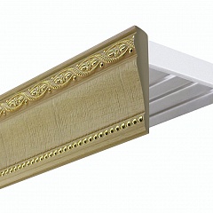 Карниз багетный, потолочный Каприччио, с планкой 80 мм., 3-рядный, Бежевый (золото)