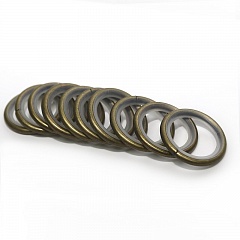 Кольца металлические с крючками для металлического карниза 25 мм., Золото антик