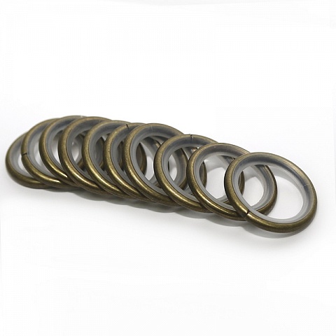 Кольца металлические с крючками для металлического карниза 25 мм., Золото антик 1