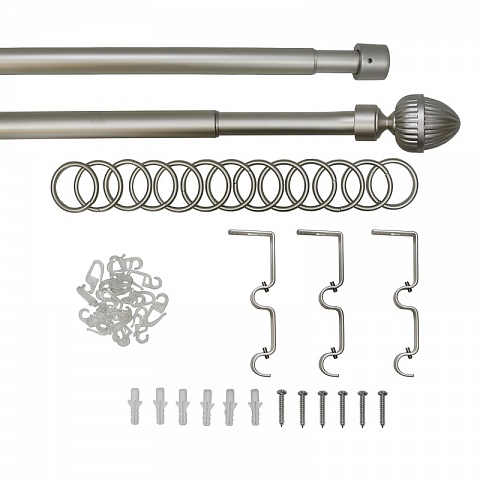 Карниз металлический Орех, 2-рядный, 16/19 мм., телескопический (160 см.-320 см.), Матовый никель 3