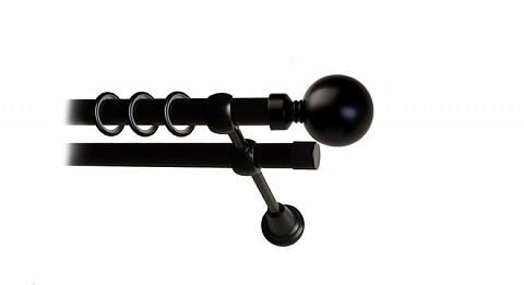 Карниз металлический Консорт, 2-рядный, 19 мм., труба гладкая, Черный матовый 5