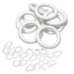 Кольца пластиковые с крючками для круглого карниза Клавир, Белый