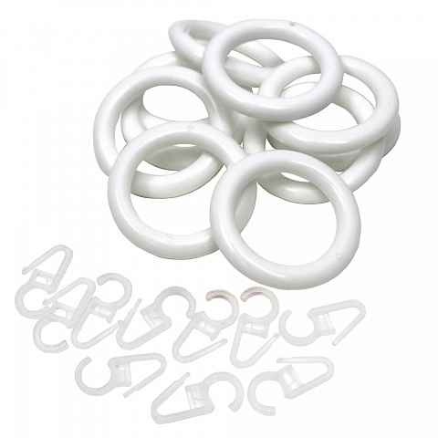 Кольца пластиковые с крючками для круглого карниза Клавир, Белый 1