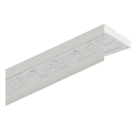 Карниз потолочный пластиковый Камилла с планкой 65 мм., 2-рядный, Белый 1