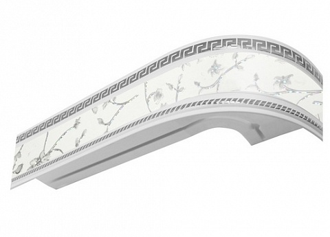 Карниз шинный, потолочный Баррэ с планкой 70 мм. и закруглениями, 2-рядный, Белый (серебро) 1