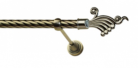 Карниз металлический Консорт, 1-рядный, 19 мм., труба витая, Антик 4