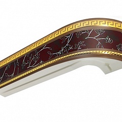 Карниз шинный, потолочный  Баррэ с планкой 70 мм. и закруглениями, 3-рядный, Бордо (золото)