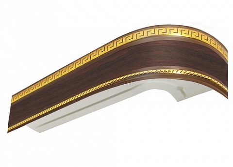 Карниз шинный, потолочный  Баррэ с планкой 70 мм. и закруглениями, 3-рядный, Коричневый (золото) 1