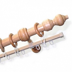 Карниз круглый настенный Клавир с U-шиной, 28 мм., деревянная фурнитура, Бук